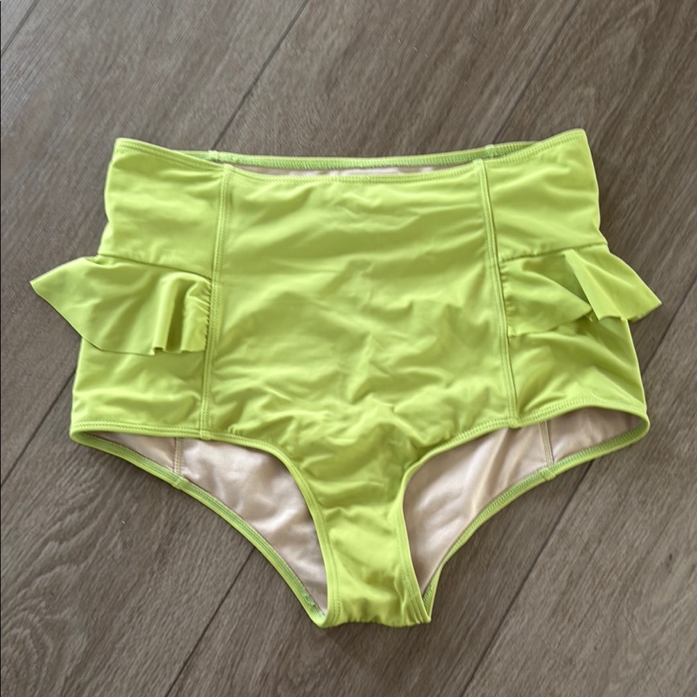 Kortni Jeane lime green High-Waist Bikini Bottom